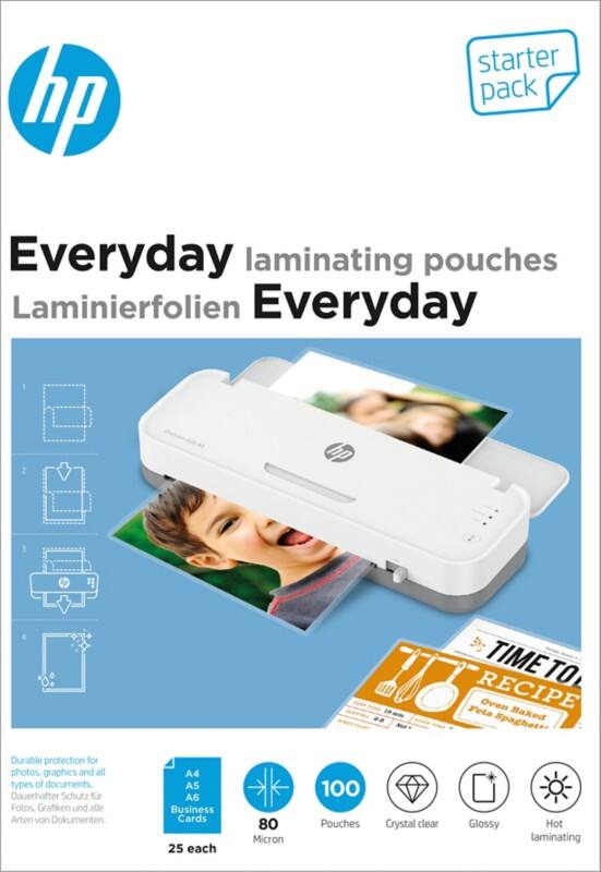 HP Everyday Lamineerhoes Glanzend 80 micron (2 x 80) Transparant 100 Stuks