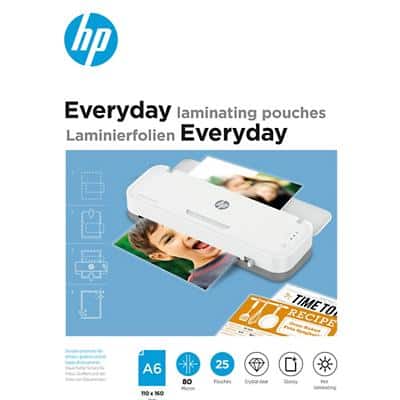 HP Everyday Lamineerhoes A6 Glanzend 80 micron (2 x 80) Transparant 25 Stuks