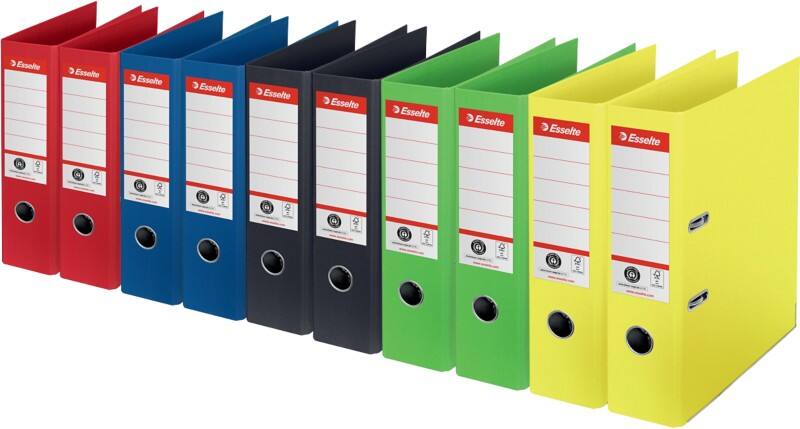 Esselte No,1 Power Breed Ordner A4 75 mm Kleurenassortiment 2 Ringen 627571 Staand Gerecycled 10 Stuks