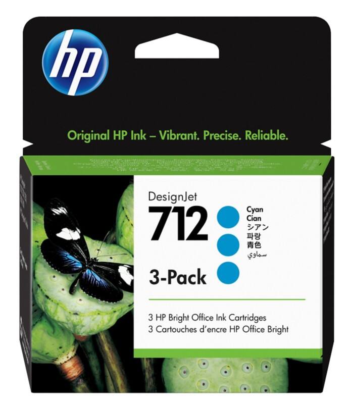 HP 712 Inktcartridge Origineel DesignJet 3ED77A 29 ml Cyaan Pak van 3