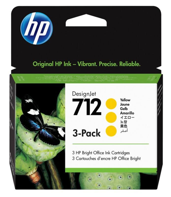 HP 712 Origineel Inktcartridge 3ED79A Geel 3 Stuks à 29 ml