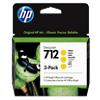 HP 712 Origineel Inktcartridge 3ED79A Geel 3 Stuks à 29 ml
