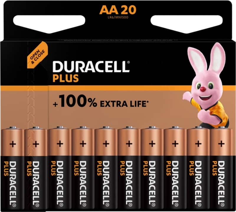 Duracell Batterijen Plus 100 AA 2900 mAh Alkaline 1.5 V 20 Stuks
