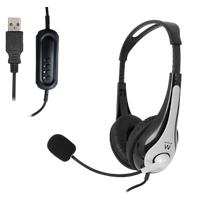 ewent EW3565 Bedraad Stereo Headset met microfoon Over het oor USB Zwart,grijs