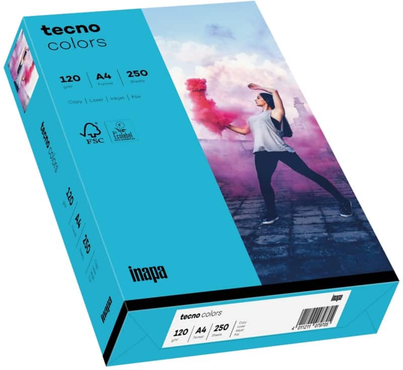 tecno A4 Gekleurd papier Blauw 120 g/m² Mat 250 Vellen