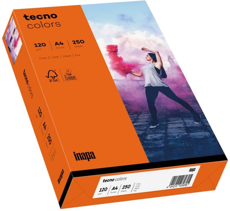tecno A4 Gekleurd papier Oranje 120 g/m² 250 Vellen