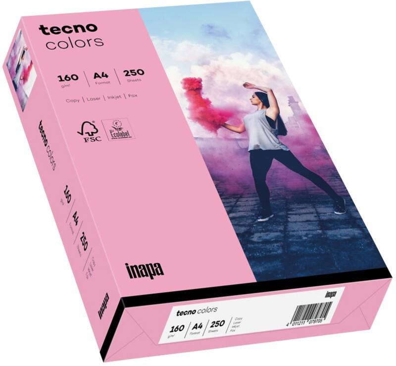 tecno A4 Gekleurd papier Roze 160 g/m² 250 Vellen