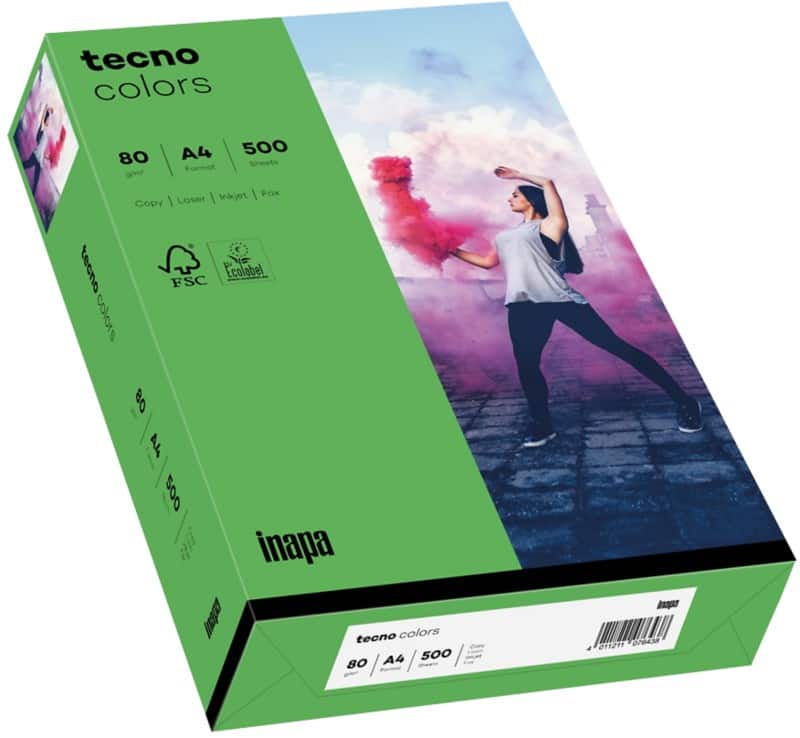 tecno A4 Gekleurd papier Groen 80 g/m² Mat 500 Vellen