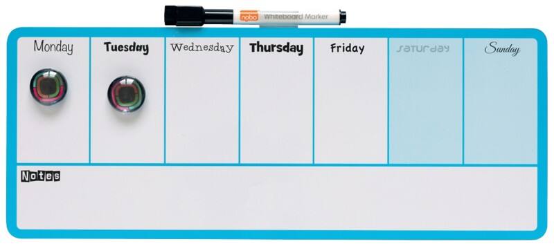 Nobo Mini Magnetisch whiteboard Weekagenda Wandmontage 1904047 Gelakt staal 360 x 140 mm Blauw, wit