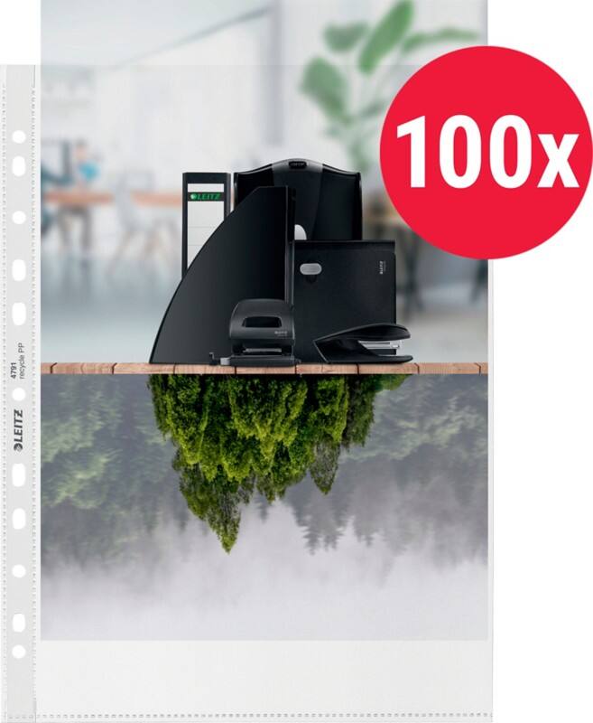 Leitz Showtassen Recycled A4 Generfd Transparant 100 micron PP (Polypropeen) Boven 11 Gaten 100 Stuks