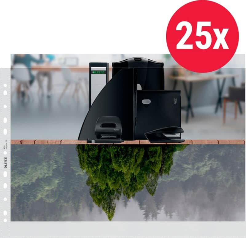 Leitz Showtassen 90% Gerecycled A3 liggend Generfd Transparant 100 micron PP (Polypropeen) Opening boven 11 Gaten 25 Stuks