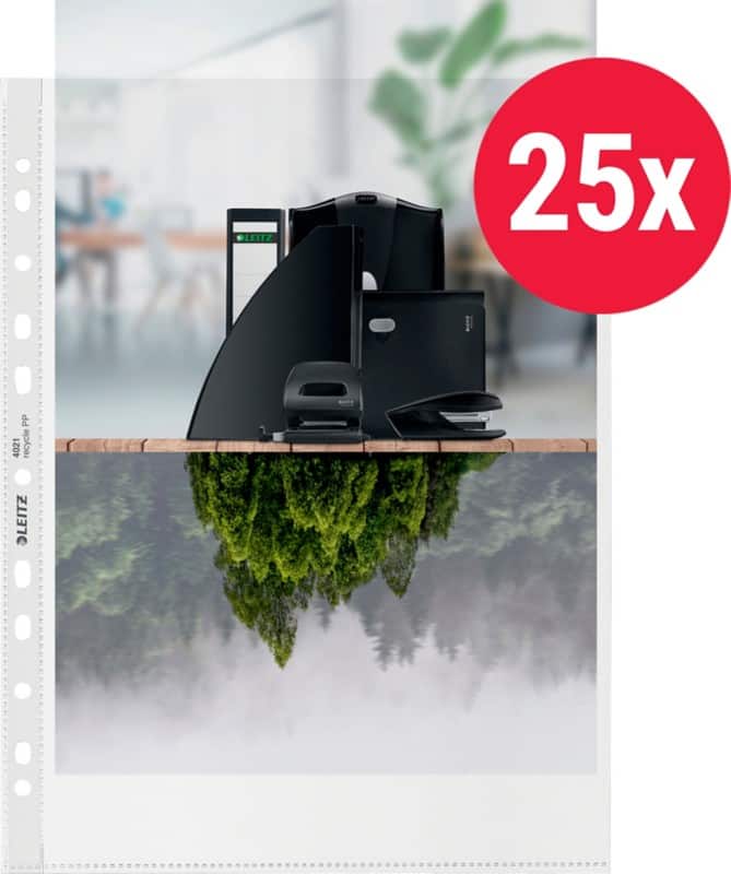 Leitz Showtassen Recycled A4 maxi Generfd Transparant 100 micron PP (Polypropeen) Boven 11 Gaten 25 Stuks