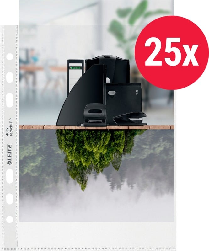 Leitz Showtassen Recycled A5 Generfd Transparant 100 micron PP (Polypropeen) Boven 6 Gaten 25 Stuks