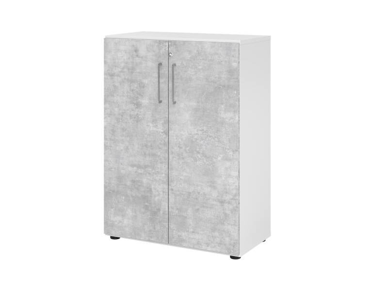 Hammerbacher Kast Spaanplaat 2 Planken Afsluitbaar  Beton Wit