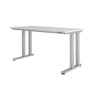 Hammerbacher Zit-sta-bureau Rechthoekig Zilver Spaanplaat C-voet 160 x 80 cm