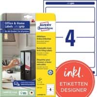 Avery Rugetiket L4761REV-10 Klevend A4 Wit 61 x 192 mm 10 Vellen à 4 Etiketten