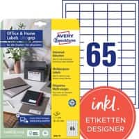 Avery Etiketten 3666-10 Klevend A4 Wit 38 x 21,2 mm 10 Vellen à 65 Etiketten
