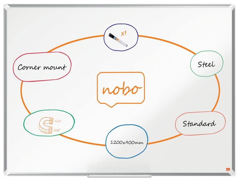 Nobo Premium Plus whiteboard 1915156 wandmontage magnetisch gelakt staal 120 x 90 cm