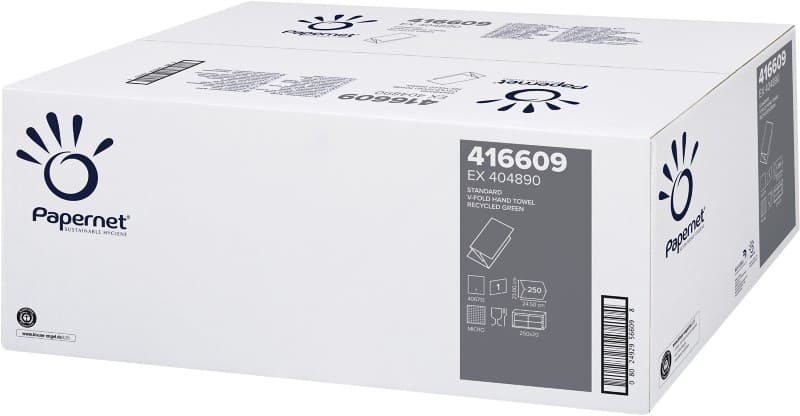 Papernet Standard Handdoeken V-vouw Groen 1-laags 416609 20 Rollen à 250 Vellen