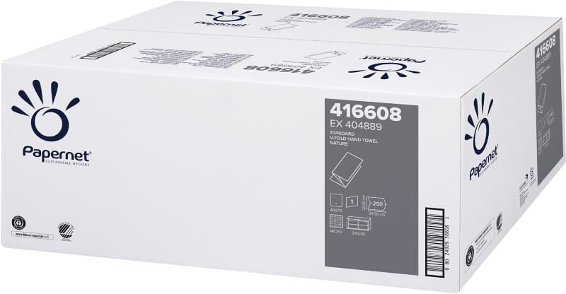 Papernet Standard Handdoeken V-vouw Naturel 1-laags 416608 20 Stuks à 250 Vellen