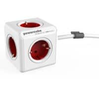Allocacoc 1307 / DEEXPC PowerCube Stekkerdoos 5 stopcontacten, 3 m Wit, rood
