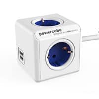 Allocacoc 1402BL / DEEUPC PowerCube Stekkerdoos met 2 USB-poorten 4 stopcontacten Type F 1,5m Wit, blauw