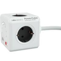 Allocacoc 9710 / DEEXWF PowerCube Stekkerdoos en WiFi-versterker 4 stopcontacten Type F 1,5m Wit, grijs