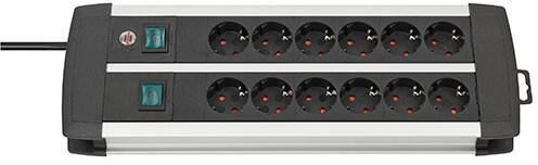 Brennenstuhl 1391000912 Premium Duo Alu-Line Stekkerdoos 12 Stopcontacten Type F 3 m Met schakelaar
