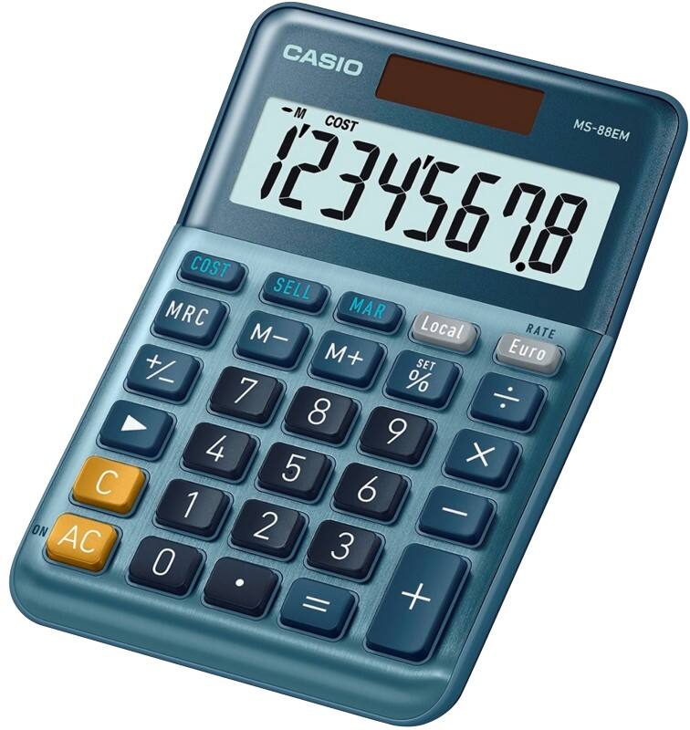 Casio MS-88EM Bureaurekenmachine 8-cijferig LCD-scherm blauw