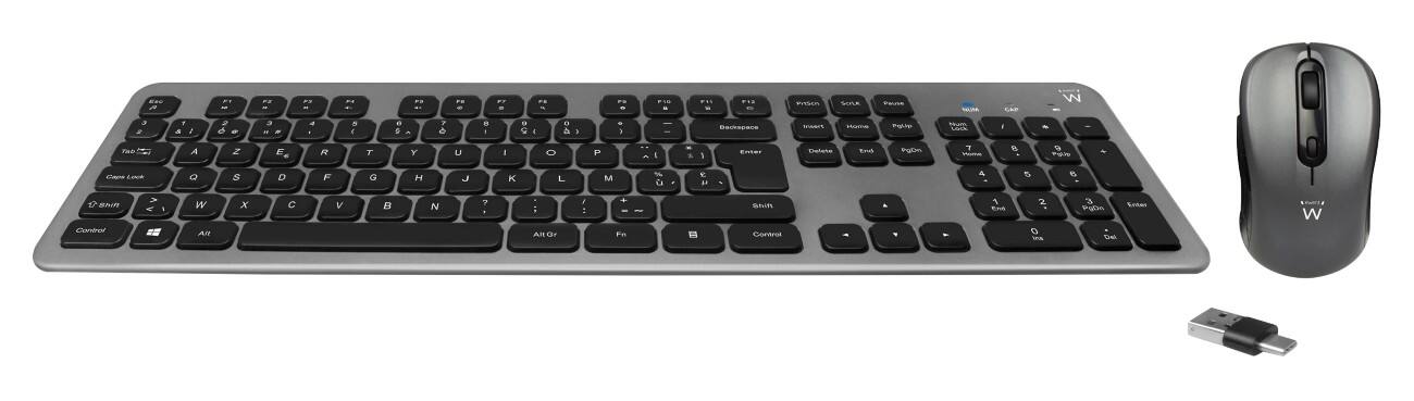 ewent Toetsenbord en muis set Draadloos EW3261 AZERTY Zwart, grijs