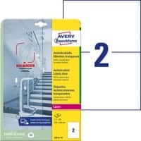 Avery Laser Antimicrobiële etiketten L8012-10 Klevend A4 Transparant 210 x 148 mm 10 Vellen à 2 Etiketten