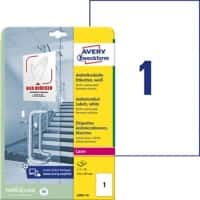 Avery Laser Antimicrobiële etiketten L8001-10 Klevend A4 Wit 210 x 297 mm 10 Vellen à 1 Etiket