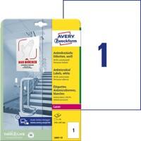 Avery L8001-10 Antimicrobiële etiketten 210 x 297 mm Wit 10 Vellen à 1 Etiket