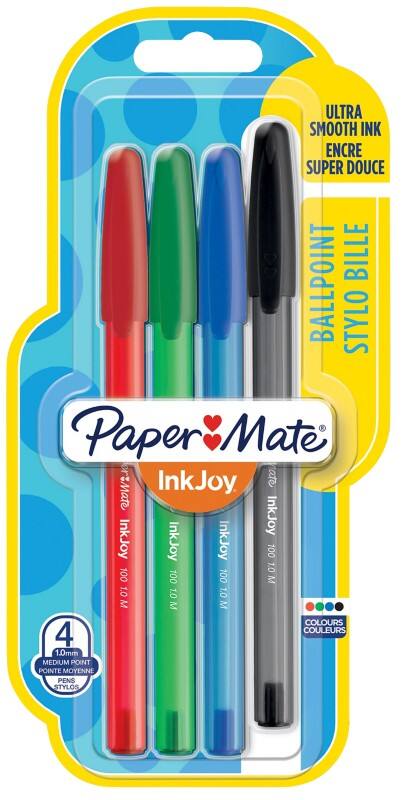 Papermate InkJoy 100 InkJoy Balpen Kleurenassortiment 1 mm Medium Balpen 4 Stuks