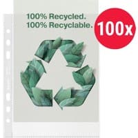 Esselte Showtassen 100% Gerecycled A5 Generfd Transparant 70 micron Polypropyleen 6 Gaten 627495 Pak van 100