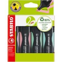 STABILO GREEN BOSS Tekstmarker Kleurenassortiment Recycled 83% Beitelpunt 2-5 mm 4 Stuks