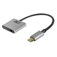 ACT USB-C naar 3,5mm Jack Audio Adapter en PD Pass Through AC7005 Grijs
