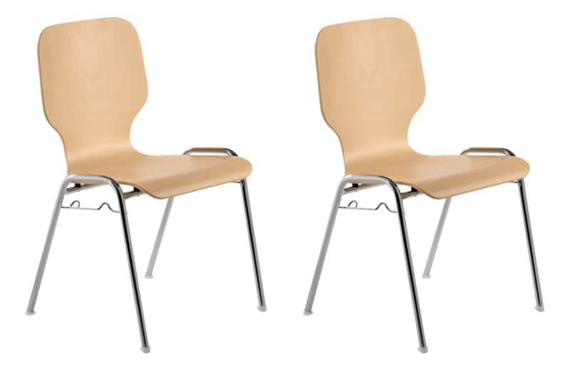 Mayer Sitzmöbel Stapelstoel myDARIO Beuken geschilderd hout 4 metalen poten Pak van 2