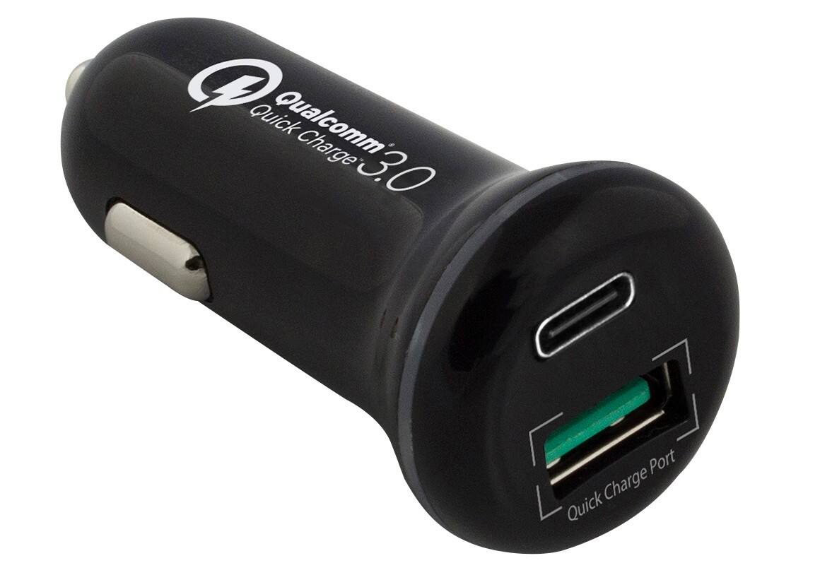 Ewent USB autolader 36W 1 x USB-C met PD 1 x USB-A met Quick Charge Support Zwart
