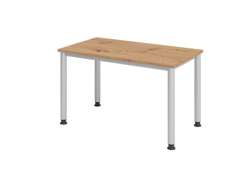 Hammerbacher Express Q VHS Hoogteverstelbaar Bureau Rechthoekig Eiken 4 metalen poten 1,200 (B) x 672 (D) x 810 (H) mm Spaanplaat, Staal