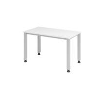 Hammerbacher In hoogte verstelbaar Recht Bureau met 4-voet Express Q Wit, zilver 1,200 x 672 x 685 - 810 mm