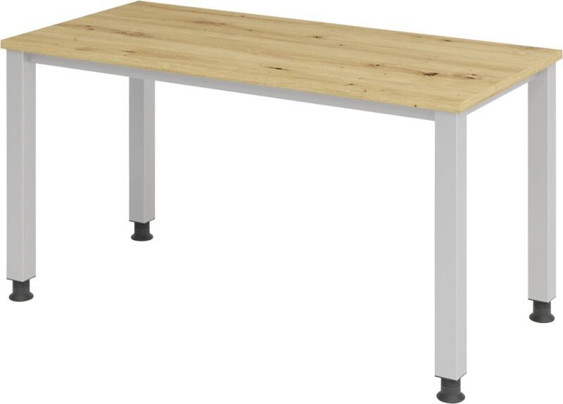 Hammerbacher Express Q VQS Hoogteverstelbaar Bureau Rechthoekig Eiken 4 metalen poten 1,400 (B) x 672 (D) x 810 (H) mm Spaanplaat, Staal