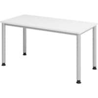 Hammerbacher In hoogte verstelbaar Recht Bureau met 4-voet Express Q Wit, zilver 1,400 x 672 x 685 - 810 mm