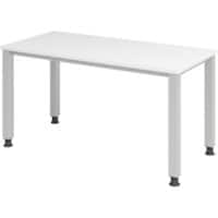 Hammerbacher In hoogte verstelbaar Recht Bureau met 4-voet Express Q Wit, zilver 1,400 x 672 x 685 - 810 mm