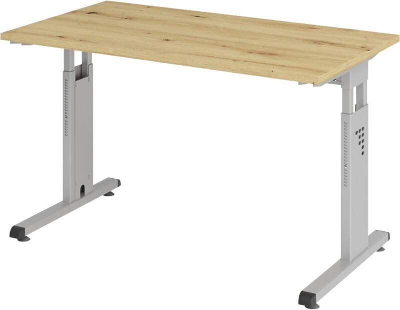 Hammerbacher Express Q VOS Hoogteverstelbaar Bureau Rechthoekig Eiken C-Voet 1.200 (B) x 672 (D) x 850 (H) mm Spaanplaat, Staal