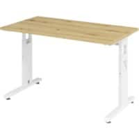 Hammerbacher in hoogte verstelbaar recht bureau met C-voet Express Q eiken, Wit 1,200 x 672 x 685 - 810 mm