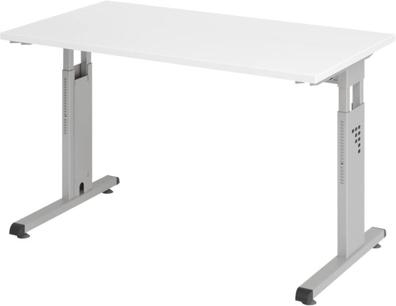 Hammerbacher Express Q VOS Hoogteverstelbaar Bureau Rechthoekig Wit C-Voet 1.200 (B) x 672 (D) x 850 (H) mm Spaanplaat, Staal