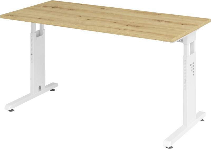 Hammerbacher Express Q VOS Hoogteverstelbaar Bureau Rechthoekig Eiken C-Voet 1.400 (B) x 672 (D) x 850 (H) mm Spaanplaat, Staal
