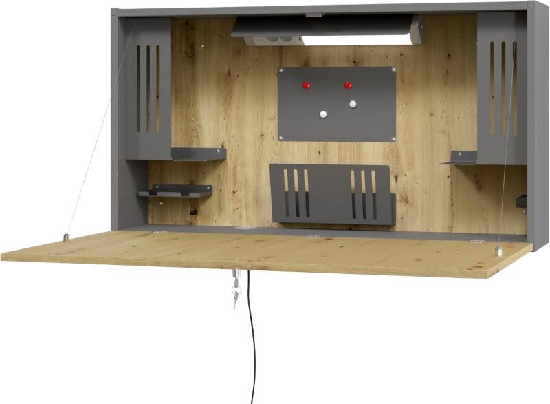 Hammerbacher Express VWO Wandbureau Rechthoekig Eiken 1,200 (B) x 260 (D) x 650 (H) mm Spaanplaat