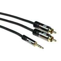 ACT 3 M Hoge kwaliteit audio-aansluitkabel 1X 3,5 mm stereo aansluiting mannelijk - 2X Rca mannelijk